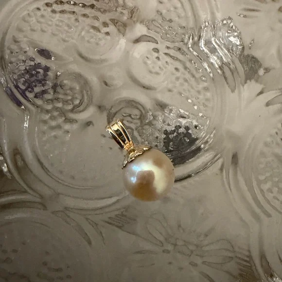 Vintage 14kt solid yellow gold and pearl pendant - Picture 4 of 5